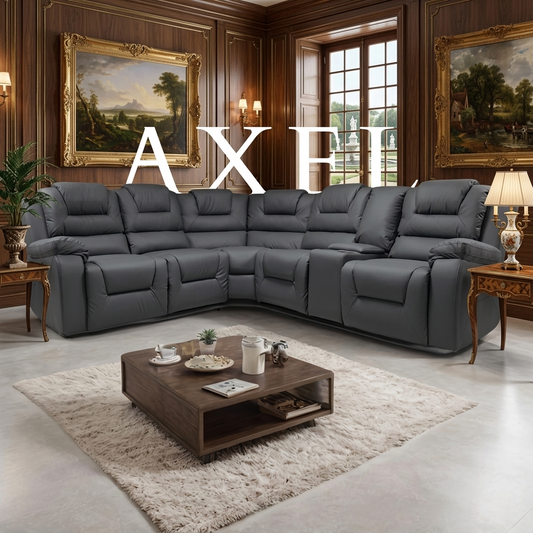 Axel Air Leather & Grey Technology Fabric Manual Recliner Sofa