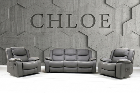Chloe Cream & Dark Grey Technology Fabric Manual Recliner Sofa