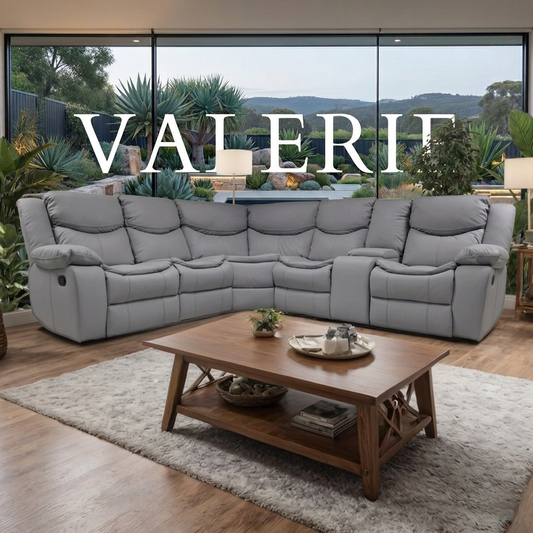 Valerie Air Leather & Grey Technology Fabric Manual Recliner Sofa