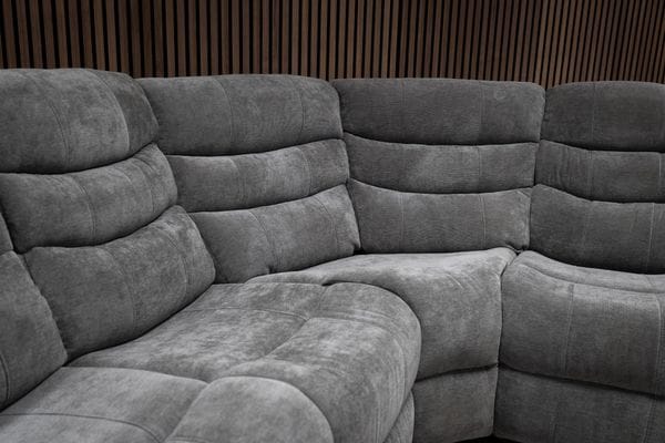 Roma Manual Air Leather & Grey Fabric Recliner Sofa