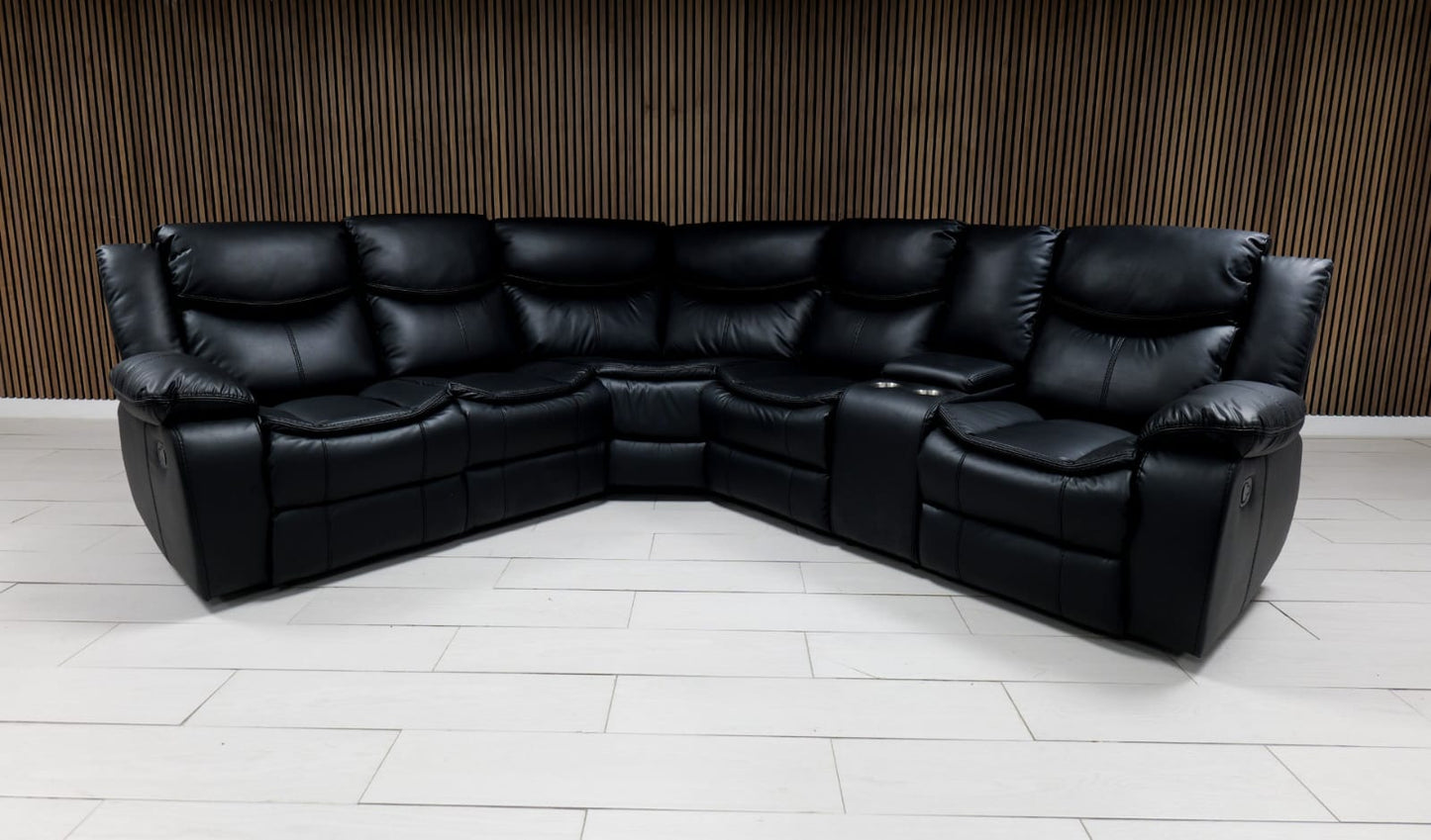 Valerie Air Leather & Grey Technology Fabric Manual Recliner Sofa
