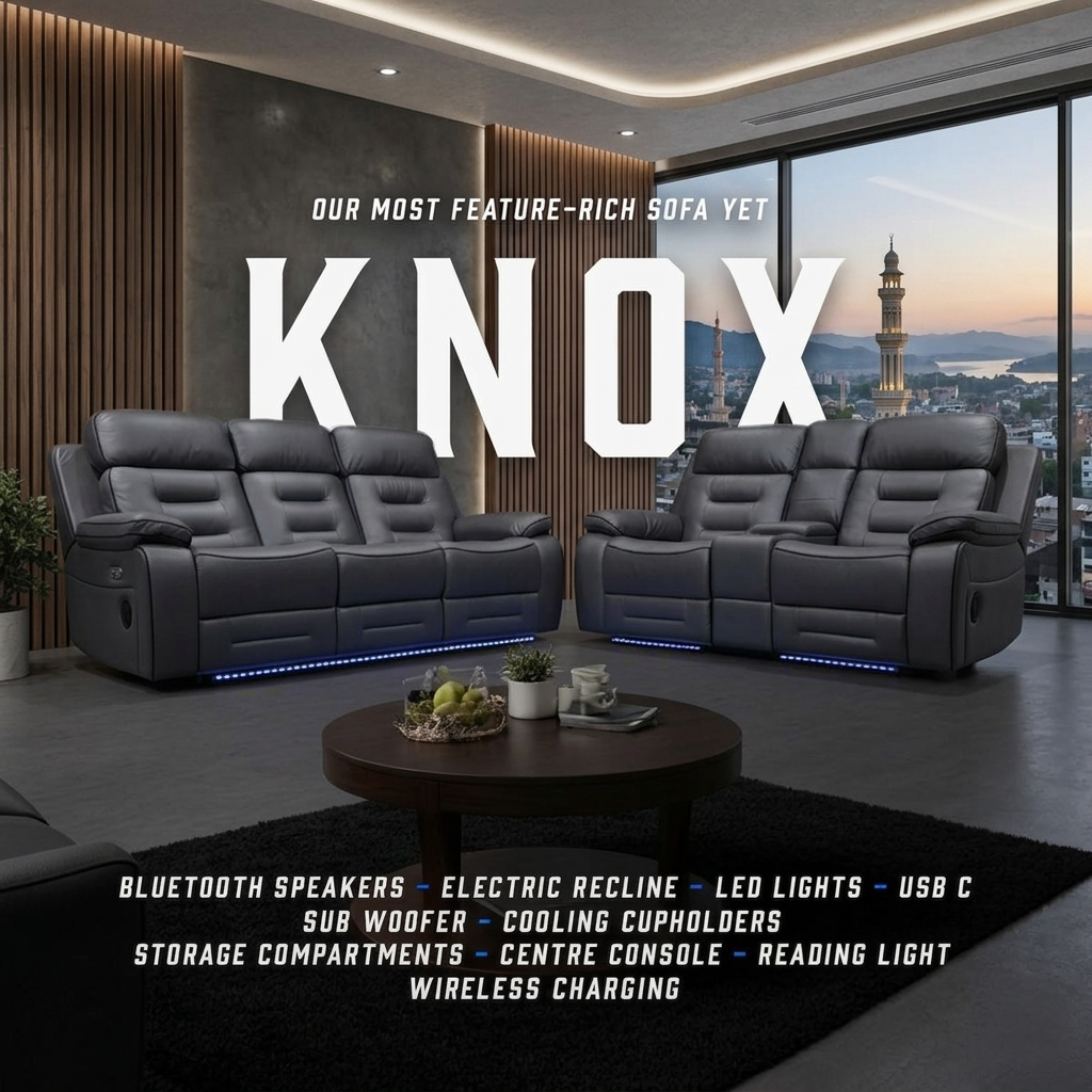 Knox Grey Technology Fabric Electric Recliner Sofa