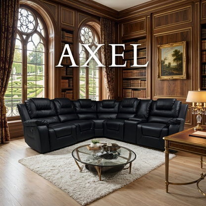 Axel Air Leather & Grey Technology Fabric Manual Recliner Sofa