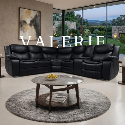 Valerie Air Leather & Grey Technology Fabric Manual Recliner Sofa