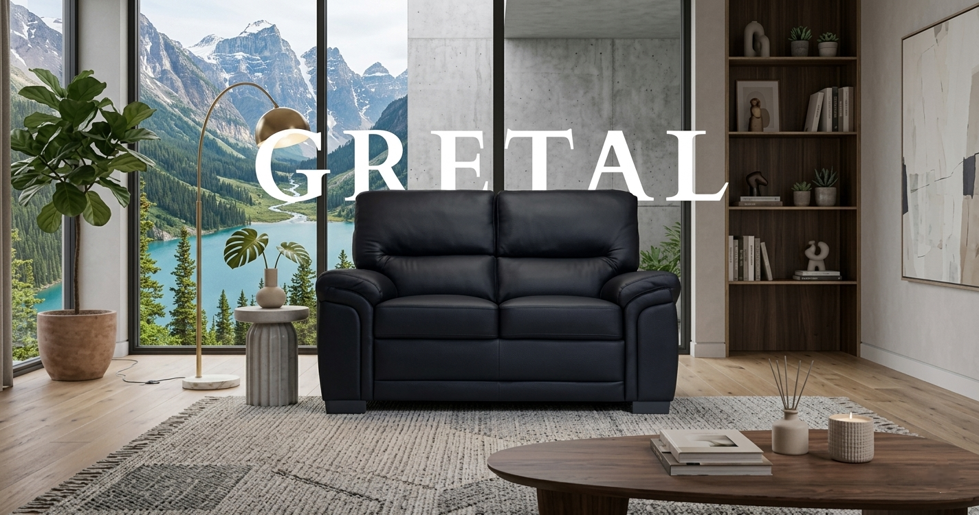 Gretal Air Leather & Grey Fabric Sofa