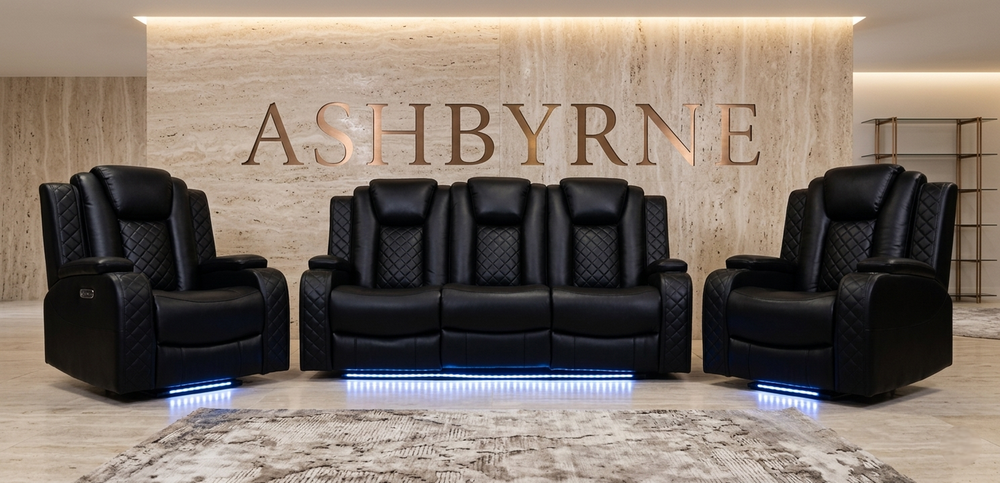 Ashbyrne Leather Electric Recliner Sofa