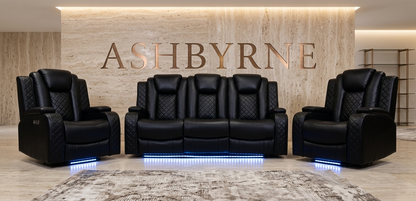 Ashbyrne Leather Electric Recliner Sofa