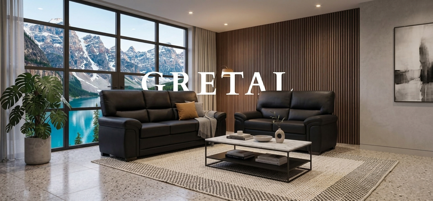 Gretal Air Leather & Grey Fabric Sofa