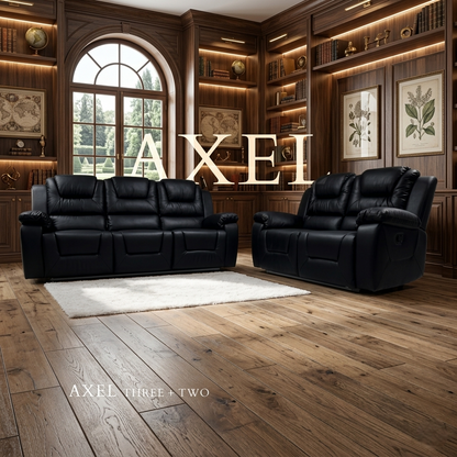 Axel Air Leather & Grey Technology Fabric Manual Recliner Sofa