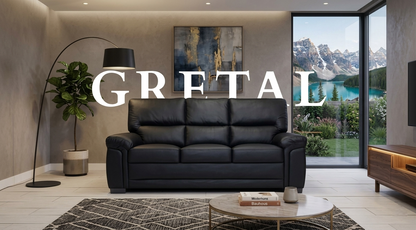 Gretal Air Leather & Grey Fabric Sofa
