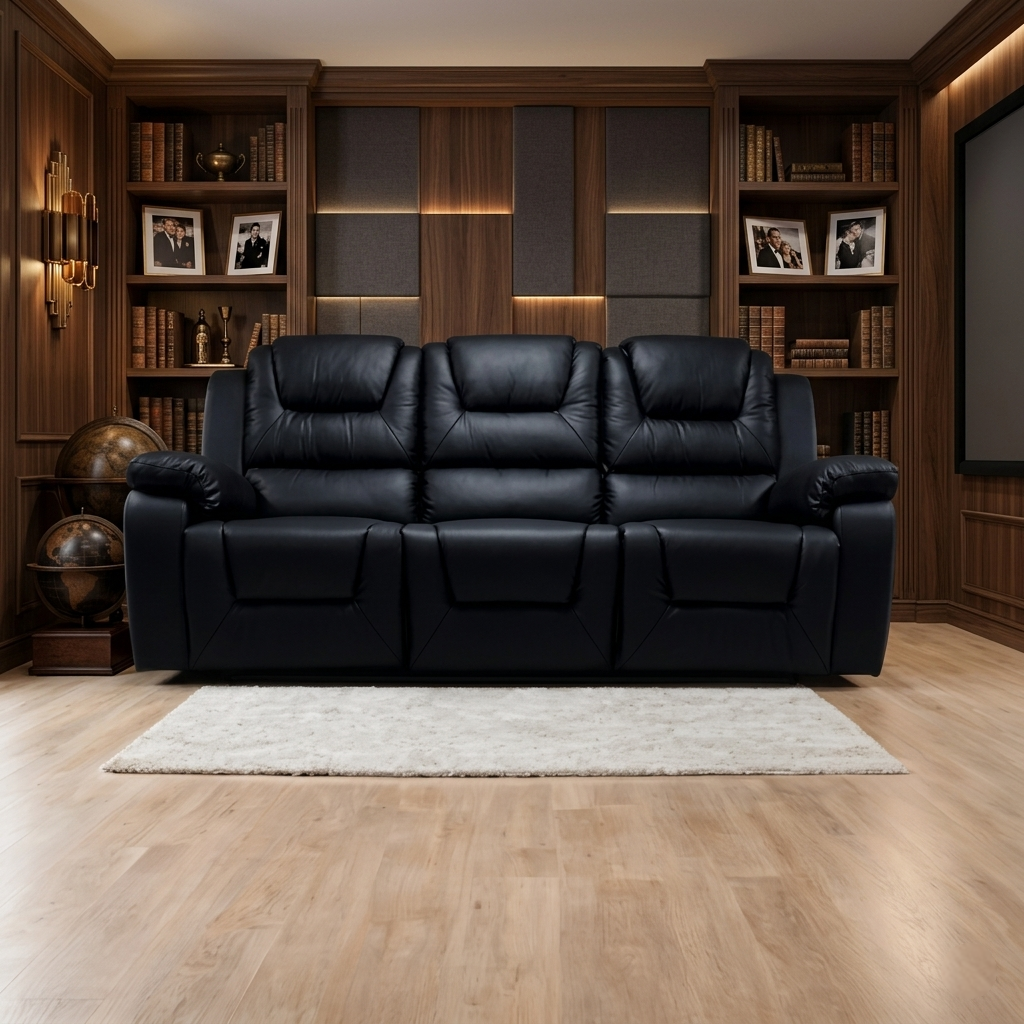 Axel Air Leather & Grey Technology Fabric Manual Recliner Sofa