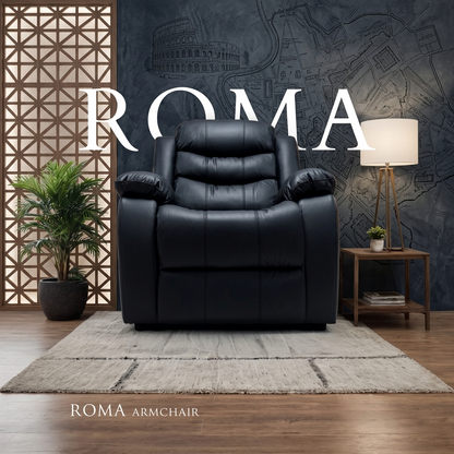 Roma Manual Air Leather & Grey Fabric Recliner Sofa