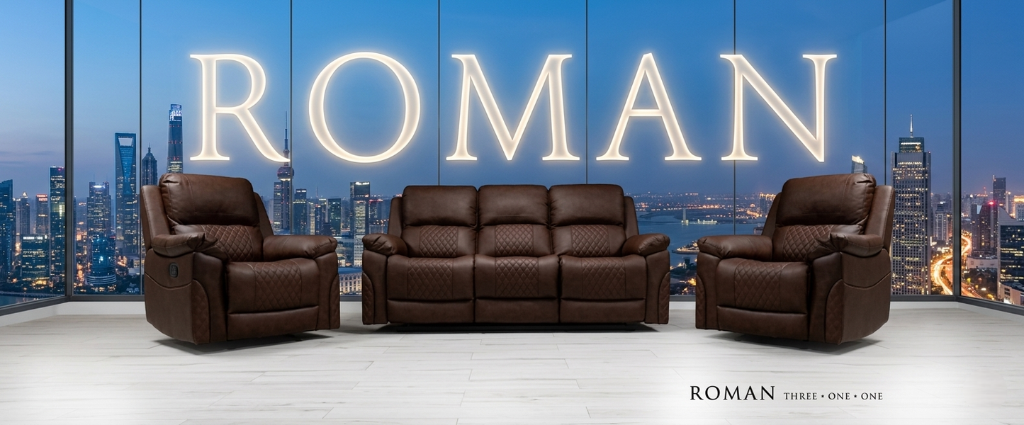 Roman Air Leather Manual Recliner Sofa