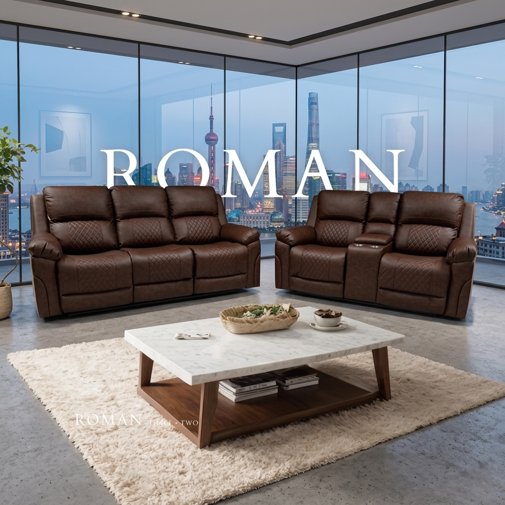 Roman Air Leather Manual Recliner Sofa