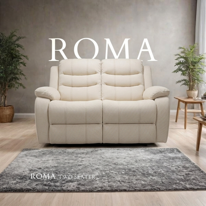 Roma Manual Air Leather & Grey Fabric Recliner Sofa