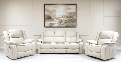 Chloe Cream & Dark Grey Technology Fabric Manual Recliner Sofa