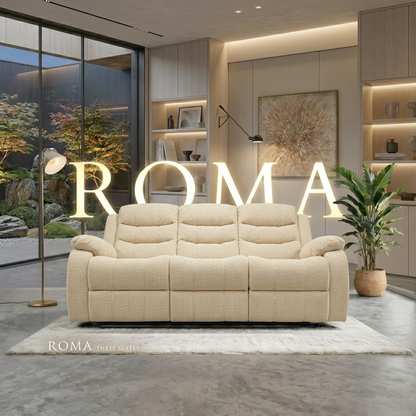 Roma Manual Air Leather & Grey Fabric Recliner Sofa