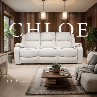 Chloe Cream & Dark Grey Technology Fabric Manual Recliner Sofa