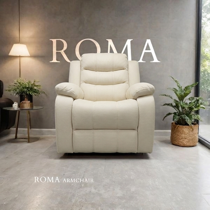 Roma Manual Air Leather & Grey Fabric Recliner Sofa