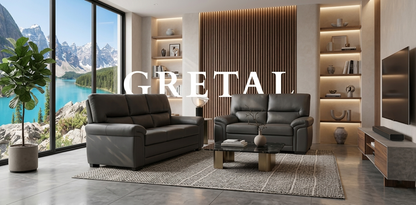 Gretal Air Leather & Grey Fabric Sofa