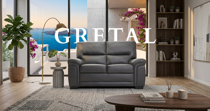 Gretal Air Leather & Grey Fabric Sofa