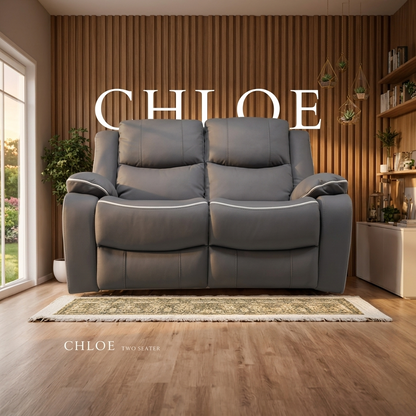 Chloe Cream & Dark Grey Technology Fabric Manual Recliner Sofa