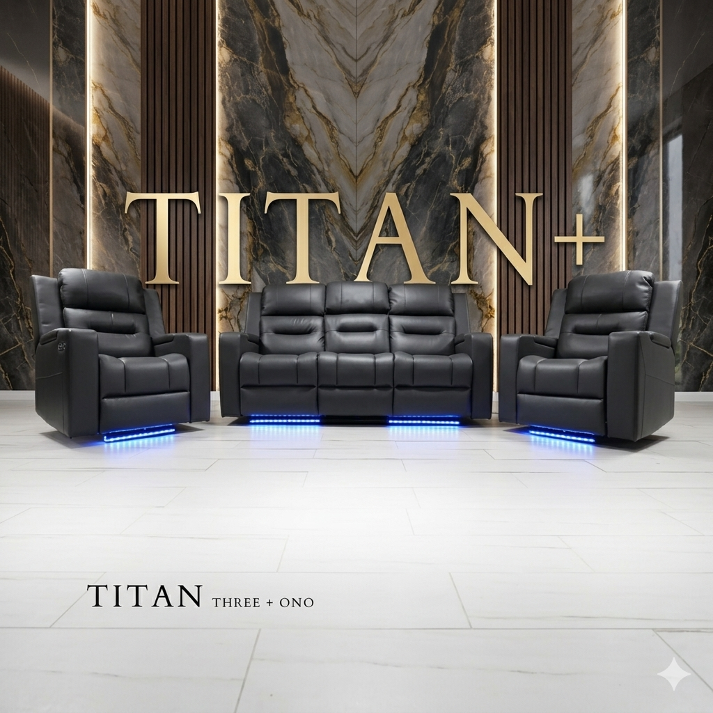 Titan Plus Dark Grey Leather & Grey Fabric Electric Recliner Sofa