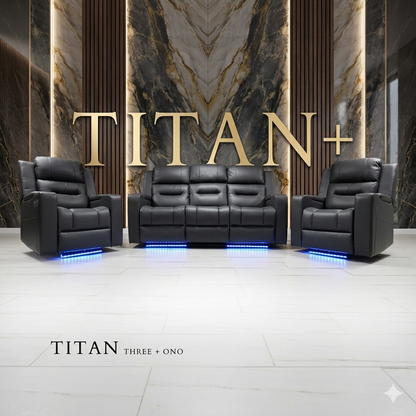 Titan Plus Dark Grey Leather & Grey Fabric Electric Recliner Sofa