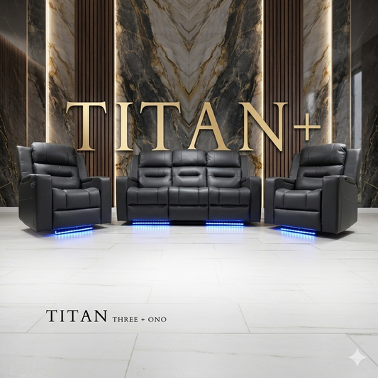 Titan Plus Dark Grey Leather & Grey Fabric Electric Recliner Sofa