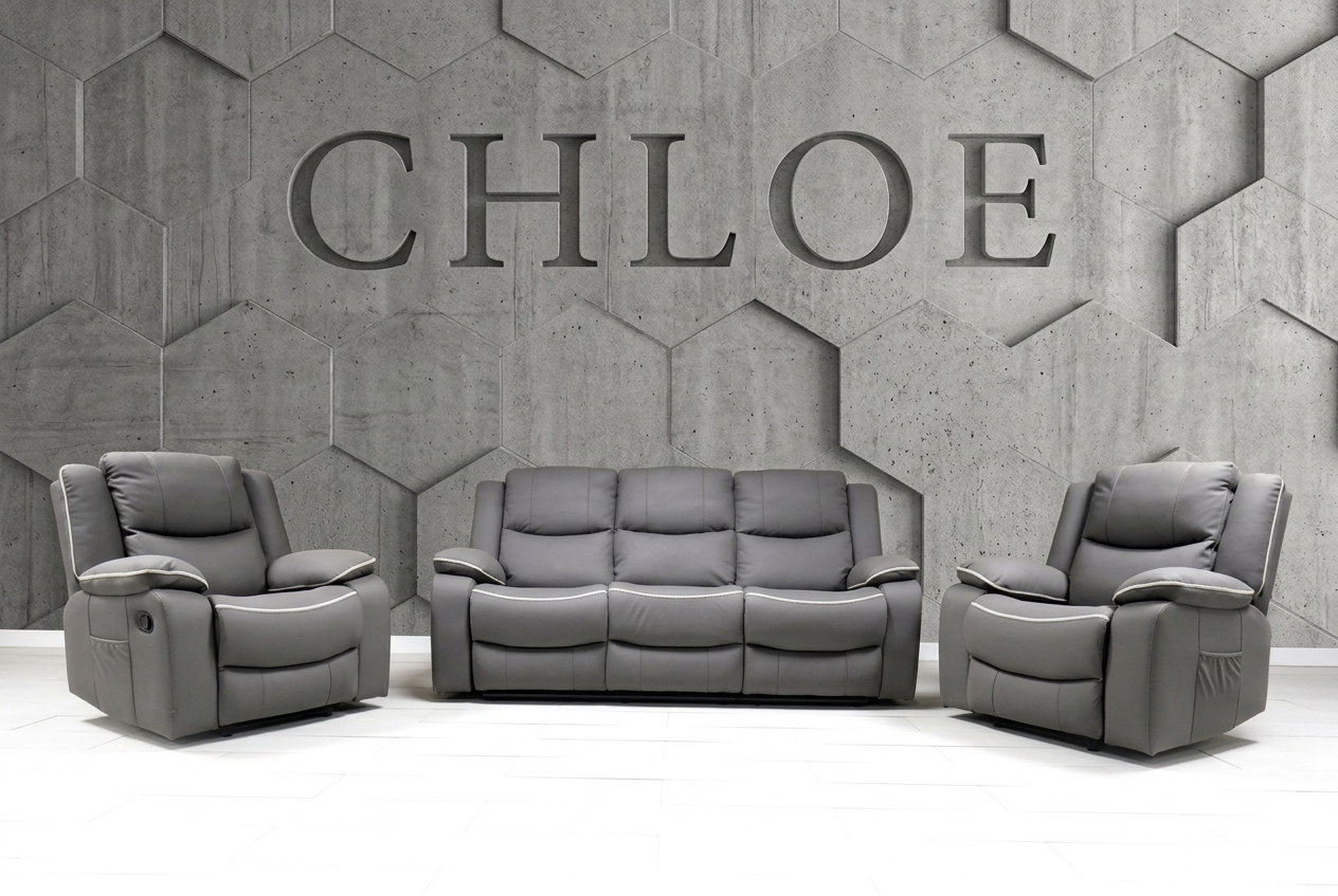 Chloe Cream & Dark Grey Technology Fabric Manual Recliner Sofa