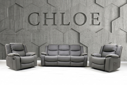Chloe Cream & Dark Grey Technology Fabric Manual Recliner Sofa
