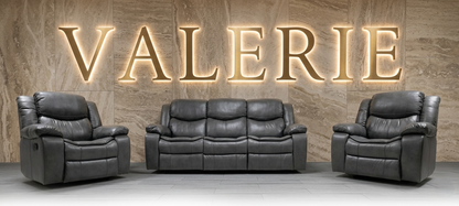 Valerie Air Leather & Grey Technology Fabric Manual Recliner Sofa