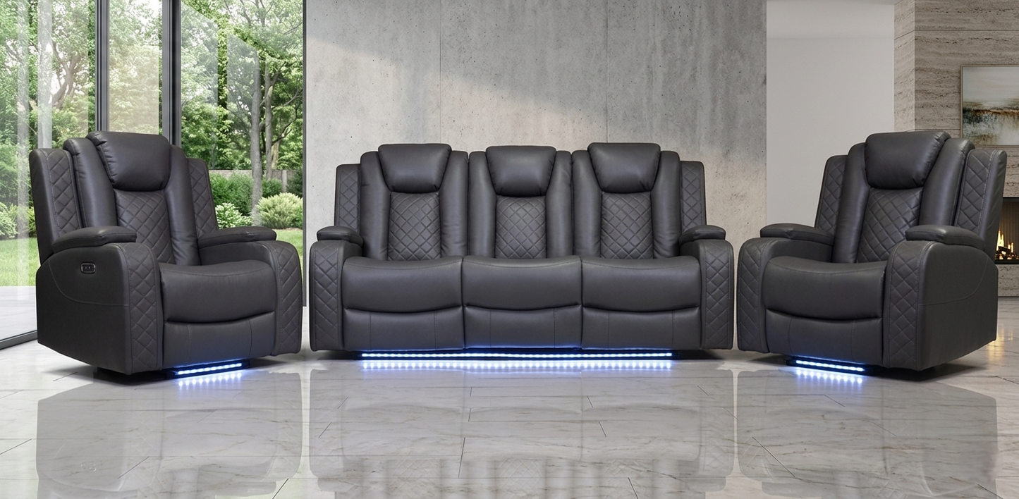 Ashbyrne Leather Electric Recliner Sofa
