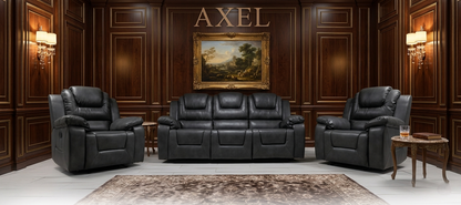 Axel Air Leather & Grey Technology Fabric Manual Recliner Sofa