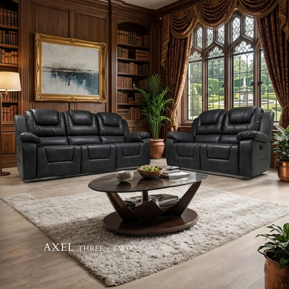 Axel Air Leather & Grey Technology Fabric Manual Recliner Sofa