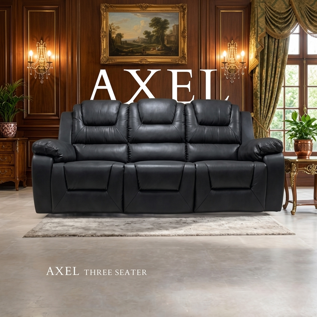 Axel Air Leather & Grey Technology Fabric Manual Recliner Sofa