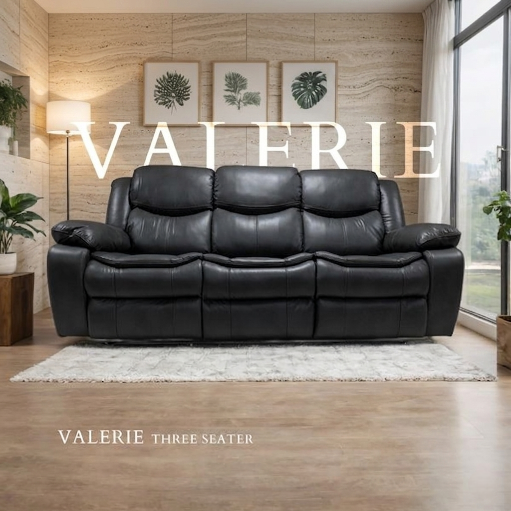 Valerie Air Leather & Grey Technology Fabric Manual Recliner Sofa