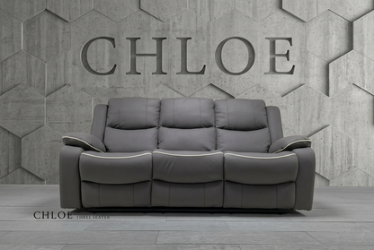 Chloe Cream & Dark Grey Technology Fabric Manual Recliner Sofa