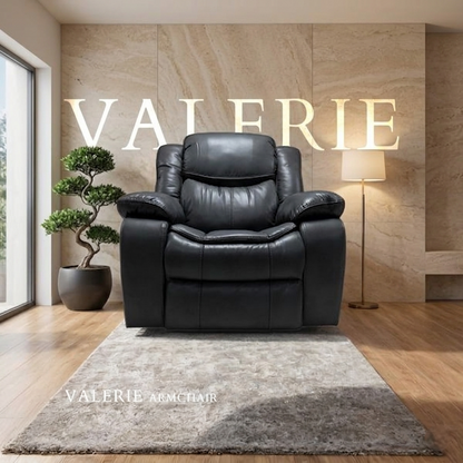 Valerie Air Leather & Grey Technology Fabric Manual Recliner Sofa