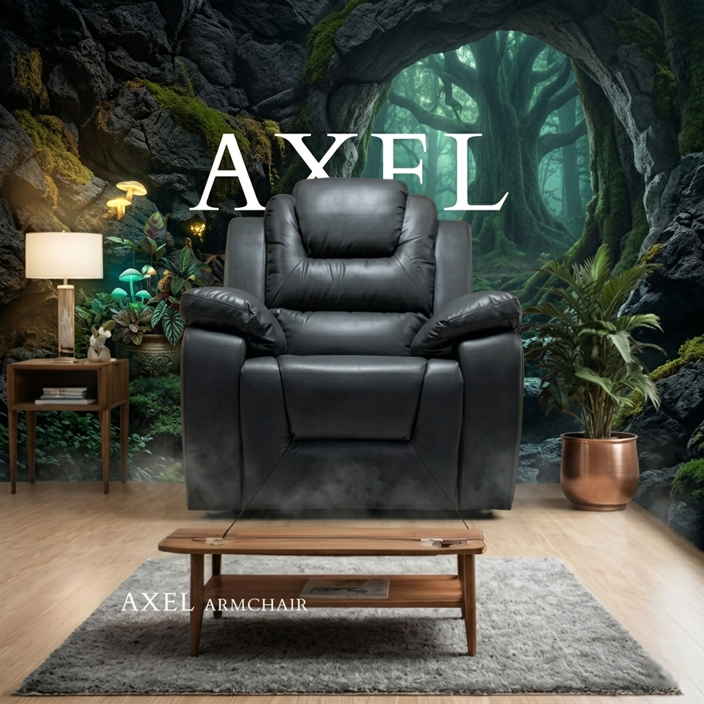 Axel Air Leather & Grey Technology Fabric Manual Recliner Sofa