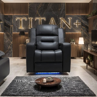 Titan Plus Dark Grey Leather & Grey Fabric Electric Recliner Sofa