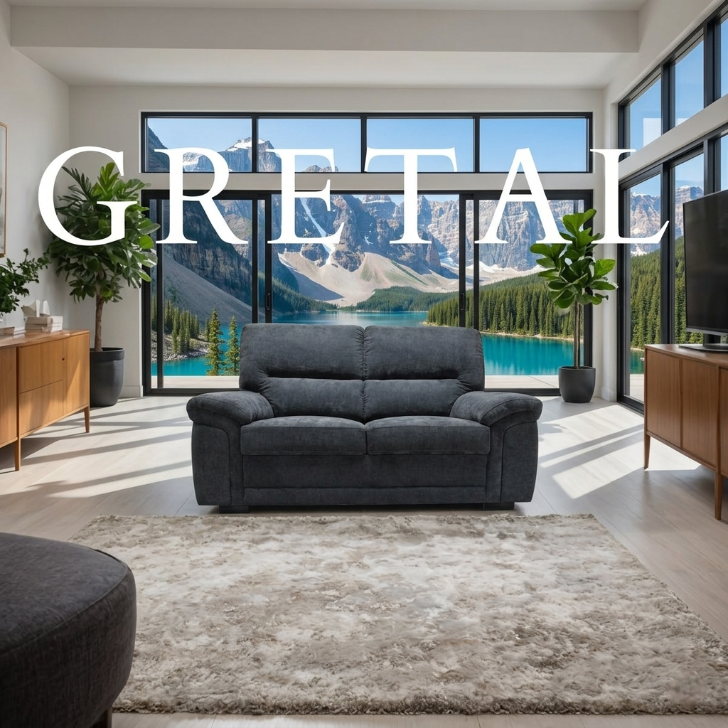 Gretal Air Leather & Grey Fabric Sofa