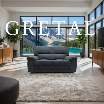 Gretal Air Leather & Grey Fabric Sofa