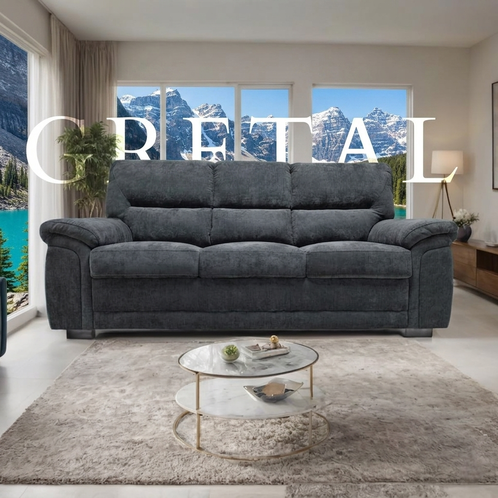 Gretal Air Leather & Grey Fabric Sofa