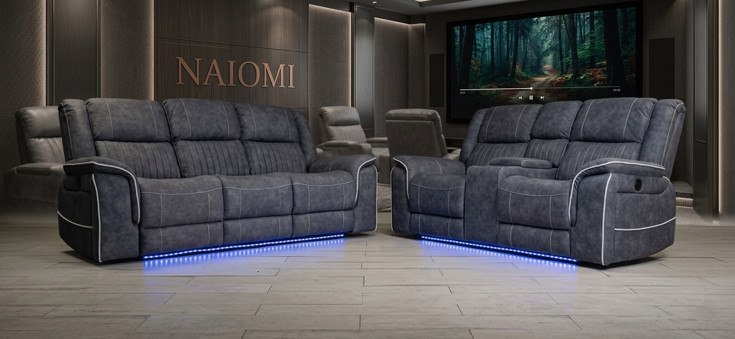 Naiomi Grey Fabric Electric Recliner Sofa