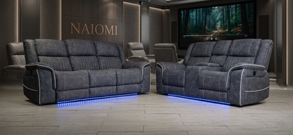 Naiomi Grey Fabric Electric Recliner Sofa