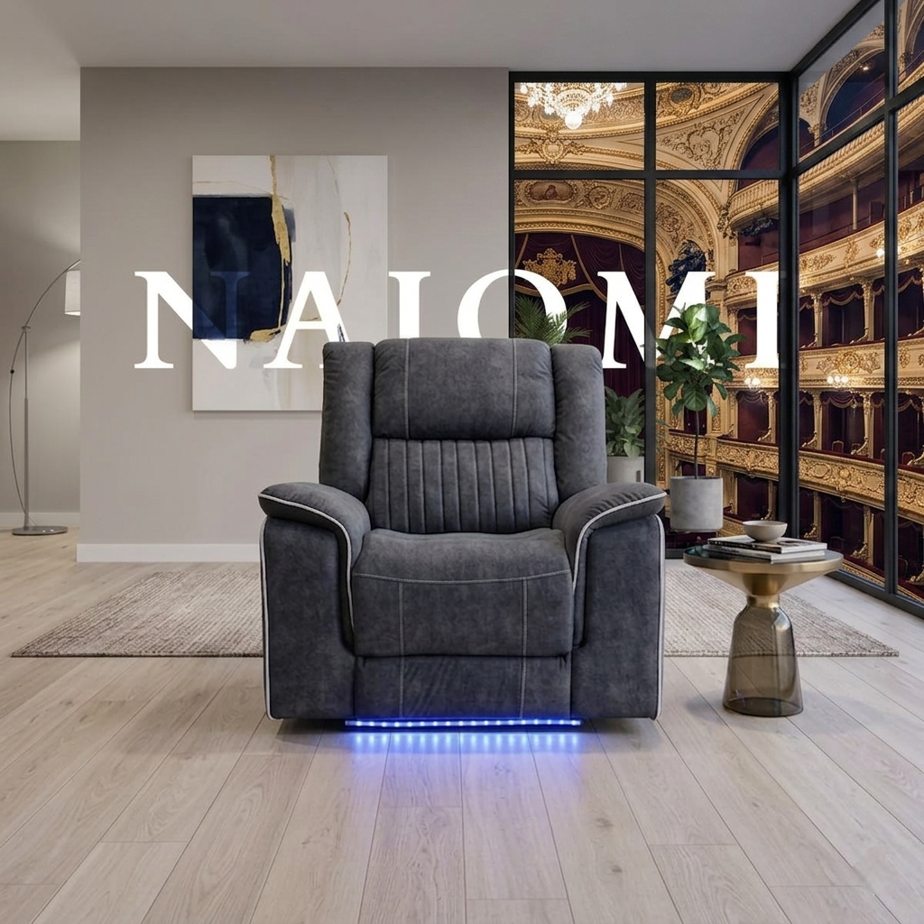 Naiomi Grey Fabric Electric Recliner Sofa
