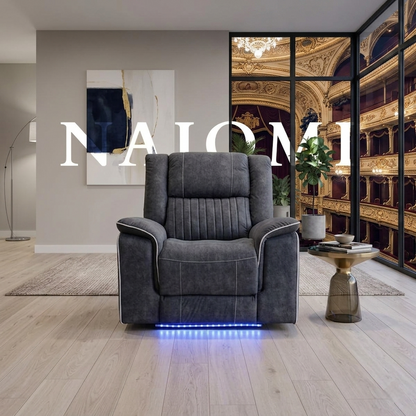 Naiomi Grey Fabric Electric Recliner Sofa