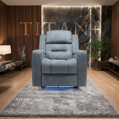 Titan Plus Dark Grey Leather & Grey Fabric Electric Recliner Sofa