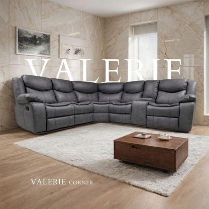 Valerie Air Leather & Grey Technology Fabric Manual Recliner Sofa